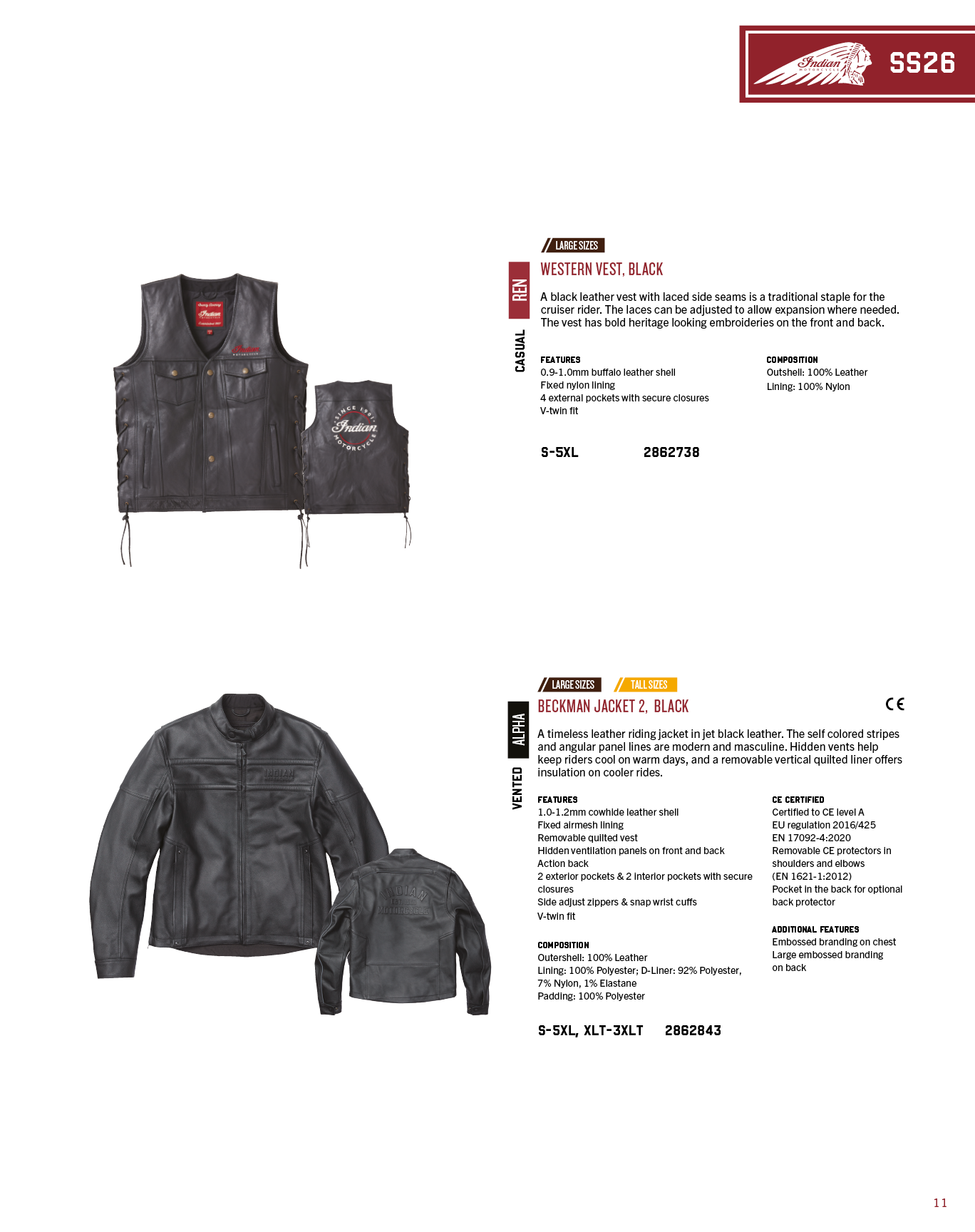 A black leather jacket and vest are displayed in a magazine. AI generated content